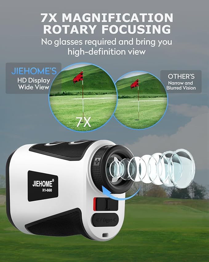 X1 Golf Rangefinder with Slope, Flagpole Lock and Vibration, 660/1100YDS Laser Rangefinder for Golfing & Hunting, Rechargeable Laser Range Finder Distance Measuring with High-Precision