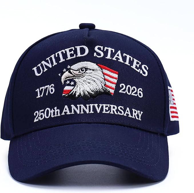 250th Anniversary Patriotic Baseball Cap (1776-2026) Embroidered USA Hat, Adjustable Unisex Bicentennial Gift