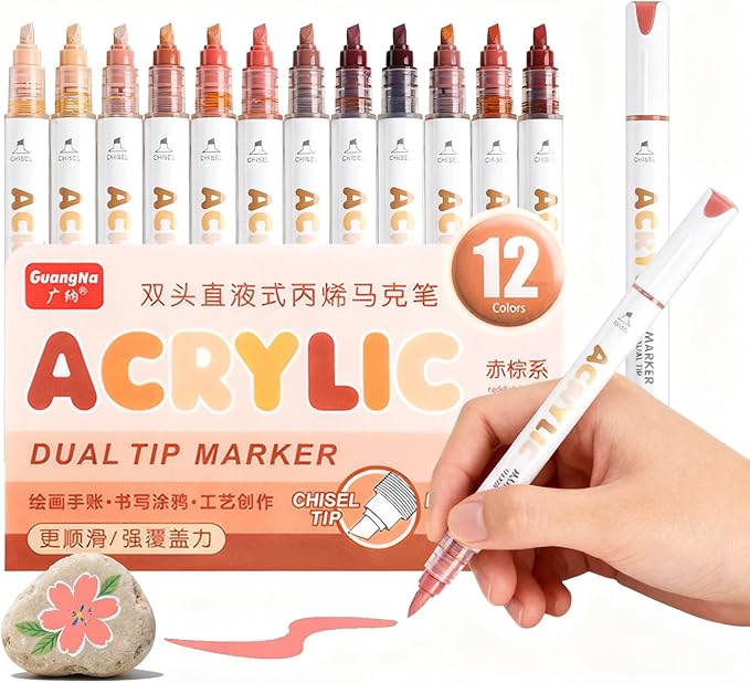 kander 12 Colors Dual Tip Acrylic Paint Markers, Coloring on Wood, DIY Crafts by Unknown