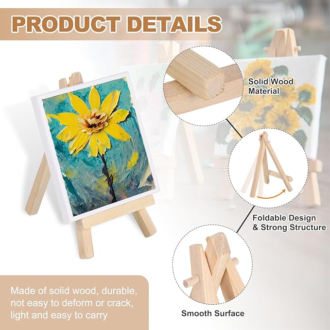 MECCANIXITY Mini Wood Display Easels, 4.9"x2.8"A-Frame Painting Tabletop Easels - Image 3
