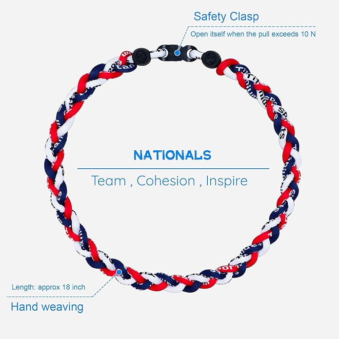 Baseball Rope Necklaces, League Team Colors Braided Necklace, Baseball Team Gifts