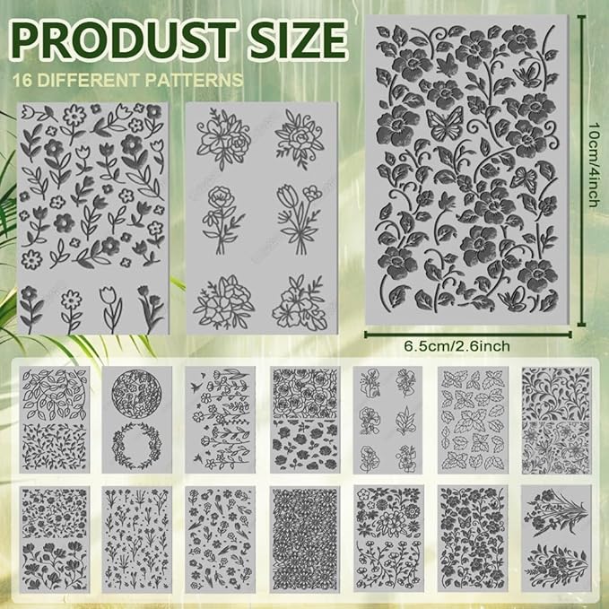 CHGCRAFT 16 Sheets 16 Styles Plants Butterflies Wildflowers Polymer Clay - Image 2