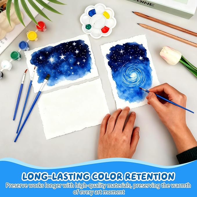 Lunarm Watercolor Paper 50 Sheets, Deckled Edge Paper 300 GSM 4 x 6 inch - Image 4