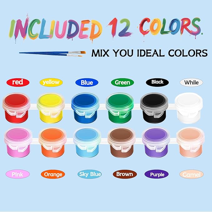 20 Pack Mini Acrylic Paint Set, 12 Colors Washable Paint Strips - Image 4