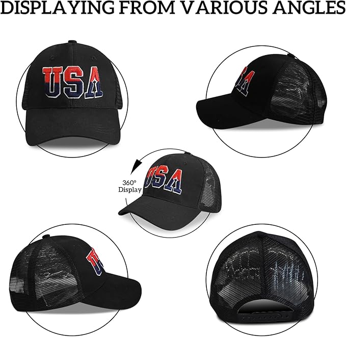 American Flag Patriotic Baseball Cap | Embroidered USA Flag 100% Cotton Adjustable Hat for Men & Women