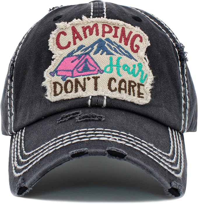 Funky Junque Distressed Vintage Baseball Cap - Embroidered Patch Women's Hat - Holiday, Lifestyle & Patriotic Designs