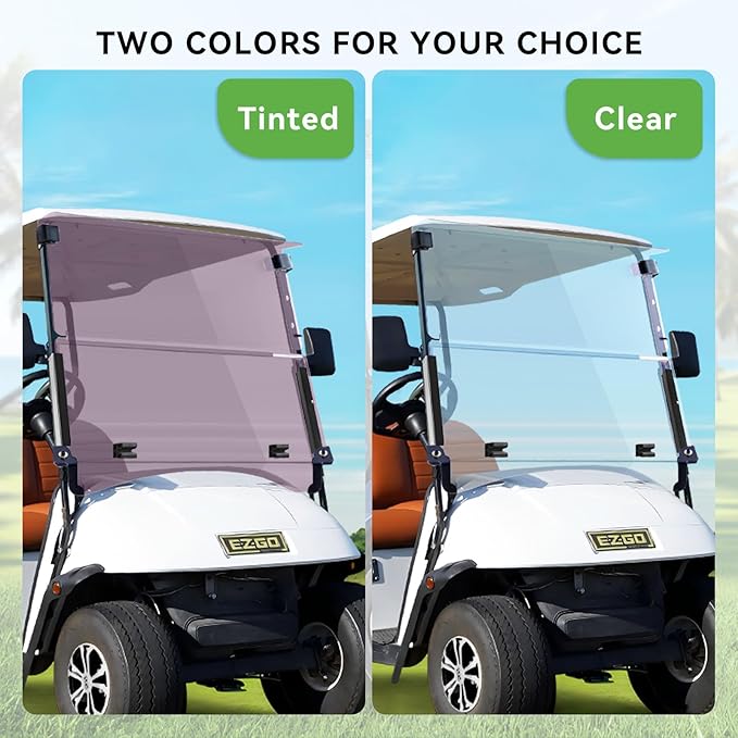 EZGO TXT Pre 2013 Flip Flop Compact Golf Cart Windshield, Clear Color, 3/16" Thickness, Fits EZGO TXT 1995-2013