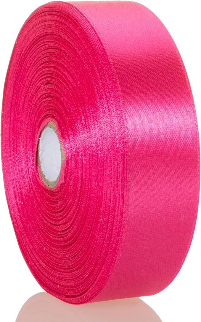 1 Inch Rose Red Solid Satin Ribbon, 50 Yards Craft Fabric Ribbon - Image 6