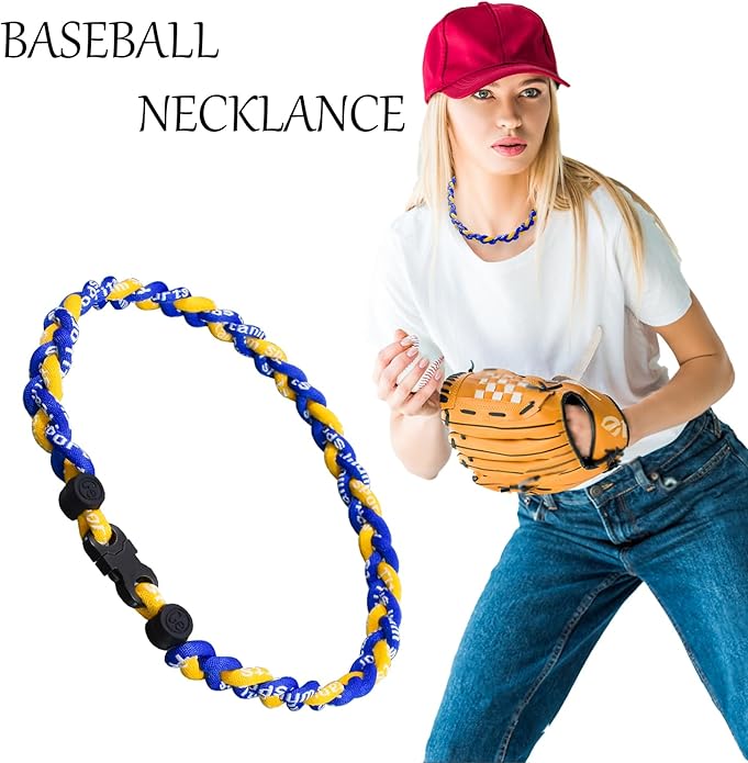 18inch Baseball Necklace,Fashion Tri-Braided Rope Tornado Necklace for Sports Fan