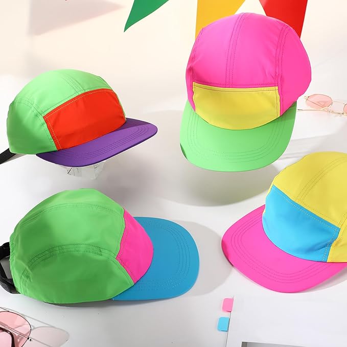 Cindeer 80s 90s Neon Hat Nylon Cap Retro Adjustable Cap for Women Men 80s Costumes Accessories 90s Theme Party