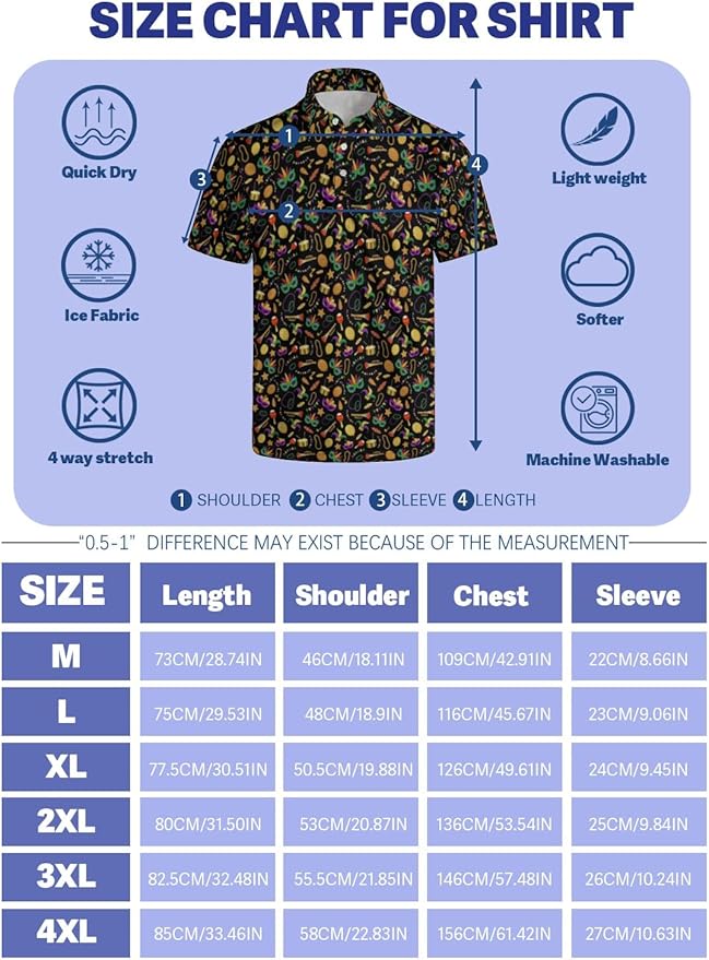 HUURAY Funny Golf Polos for Men Funny Print Short Sleeve Shirts Quick Dry Polo Shirts Hawaiian Shirt Performance Golf Outfits