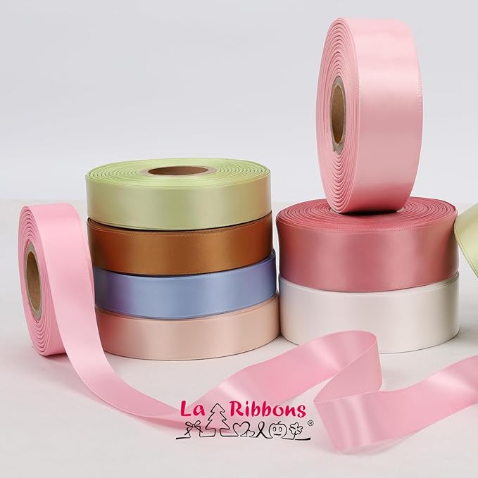 LaRibbons 1 Inch 50 Yard Double Faced Satin Ribbon, Rose Pink Satin Craft - Image 8