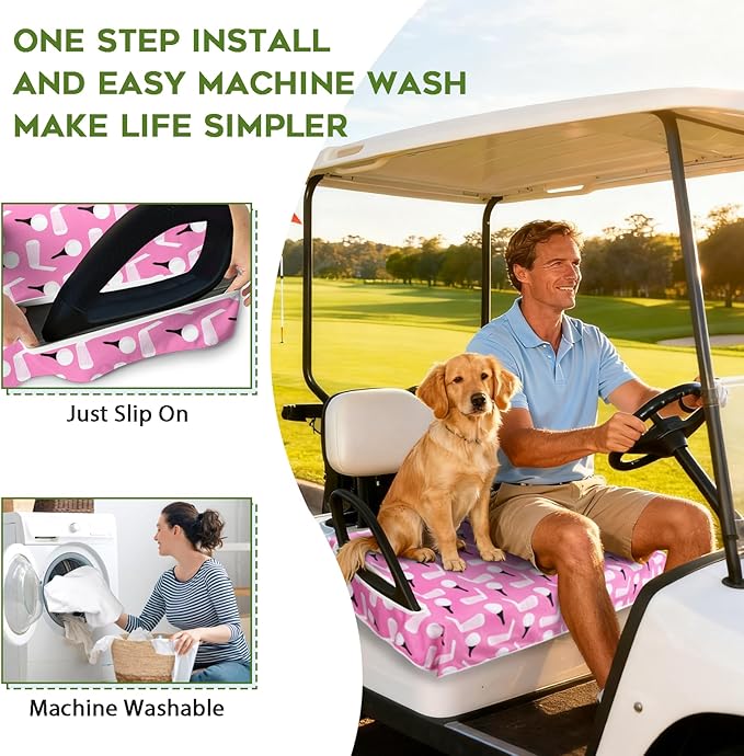 Golf Cart Seat Covers Club Car Golf Cart Accessories for Men Women Golf Carts Seat Towel Blanket 2-Seat Golf Cart Decorations