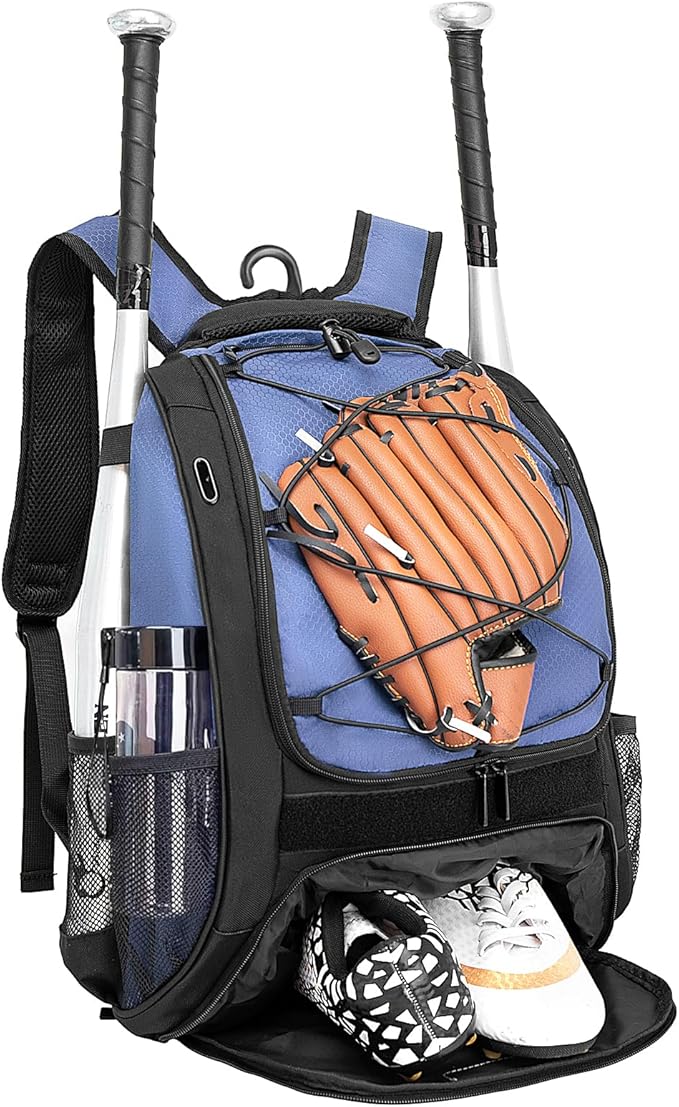 DAFISKY Baseball Bag Softball Backpack - Youth Adult T Ball Bat Equipment Bag with Bat Helmet Holders, Shoe Compartment