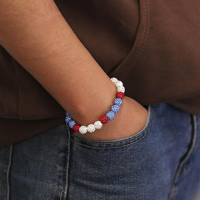 Baseball Bracelet for Women Men Baseball Mom Accessories Essentials Stuff Sparking Bead Bracelet Jewelry Baseballs Sport Fan Bracelet for Sports Game Team