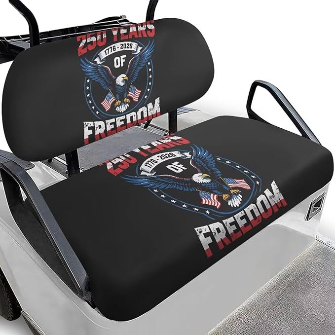 Yewatlles Golf Cart Seat Covers Kit, Fit for Club Car Precedent Ordinary Front Seat Cushion, Golf Cart Polyester Seat Cover 250th Years American Flag Freedom