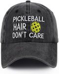 Pickleball Hair Don't Care Hats for Men Women, Funny Adjustable Embroidered Wash Cotton Gifts Baseball Caps