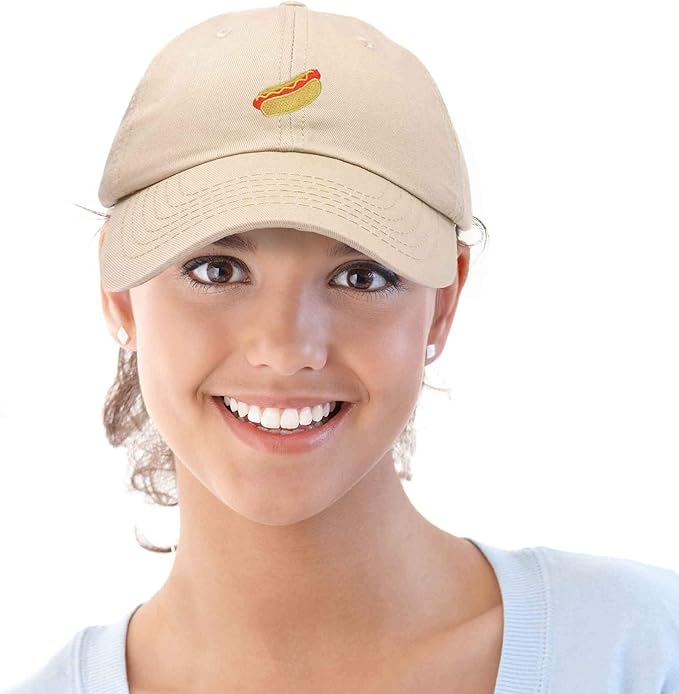 DALIX Hot Dog Hat Embroidered Mens Womens Baseball Cap