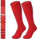 LEACOOLKEY Baseball Belt and Socks Combo Set Adjustable Softball Socks and Elastic Belt for Youth and Adult