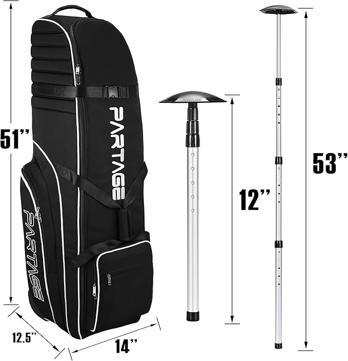 Partage Golf-Reisetasche mit Rollen, Golf-Reisetasche fr Fluggesellschaften, 900D strapazierfhiges Oxford-Gewebe, Schwarz
