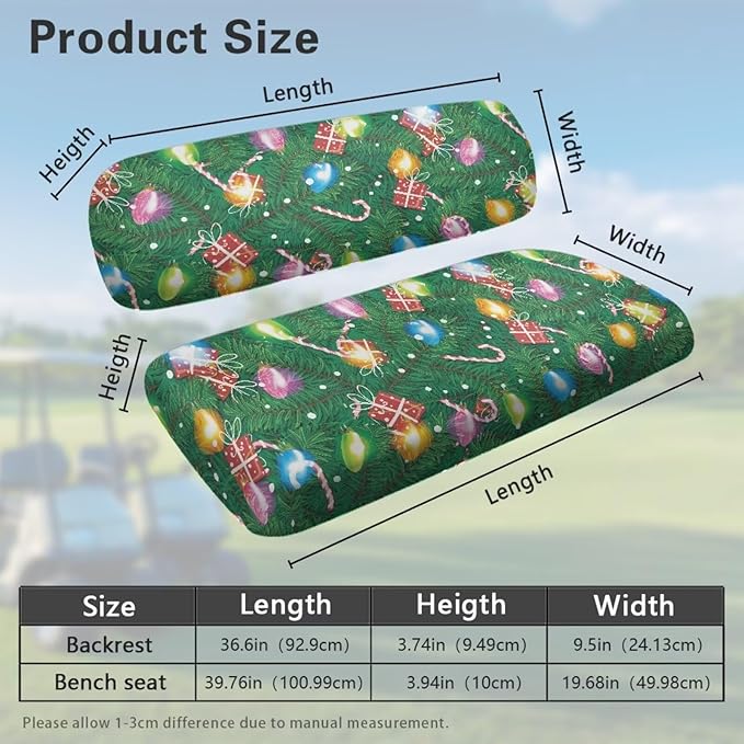 Yewatlles Purple Retro Halloween Bats Golf Cart Seat Cover Set Fashion Printed for Club Car Small Breathable Bench Seat Covers, Washable Polyester Cloth Without Logo