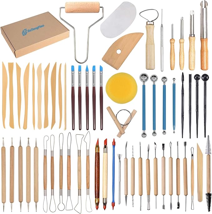 EuTengHao 61Pcs Ceramic Clay Tools Kit Pottery Tools Clay Sculpting Shapers by EuTengHao