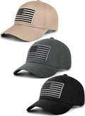KIRAAT 3 Pack American Flag Baseball Cap Unisex,Low Profile USA Plain Dad Hat for Men＆Women