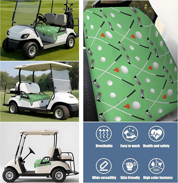 Golf Cart Seat Covers, Golf Cart Seat Towel Blanket for 2-Seat Golf Carts, Breathable Golf Cart Seat Cushions Golf Club Car Accessories 51'' x 31''