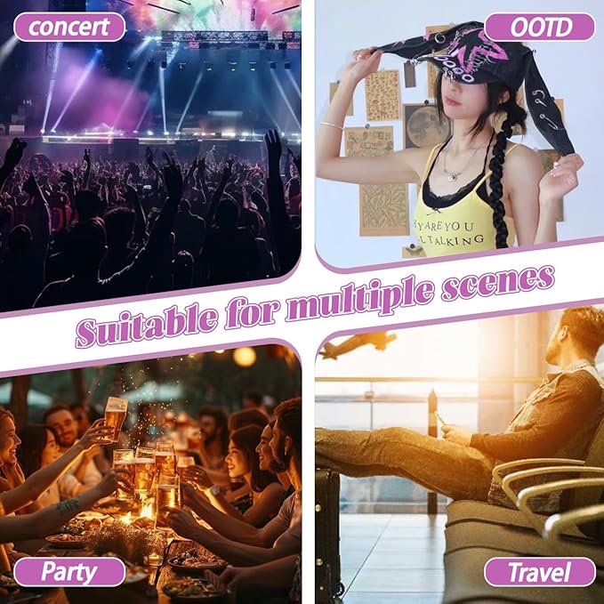 Y2k Hat Punk Hats Denim Bunny Hat Chains Distressed Baseball Cap Kpop Outfits Y2k Grunge Hats for Women