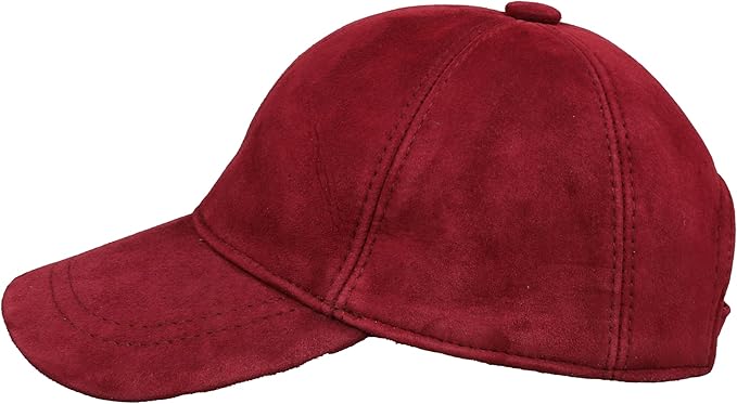 Suede Leather Baseball Cap – Unstructured 6 Panel Adjustable Strapback Hat for Men & Women