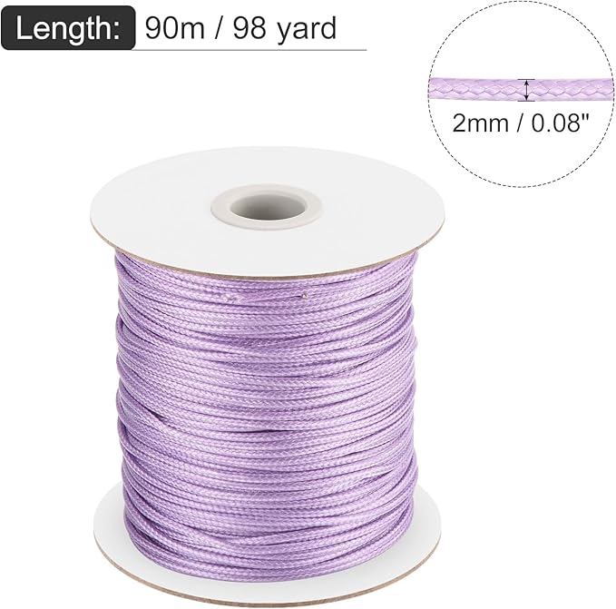 MECCANIXITY Waxed Cord 2mm Waxed Polyester Cord 98 Yard Wax String - Image 2