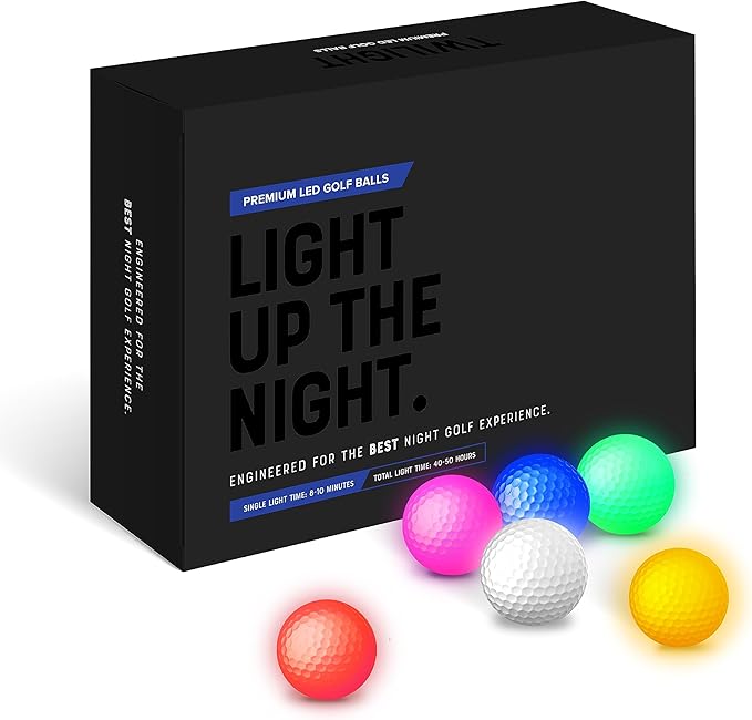 Premium LED Night Golf Balls - Set of 6 - Ultra Bright Glow for Enhanced Nighttime Play, Durable Light-Up Golf Balls for Evening Games, USA Owned Business