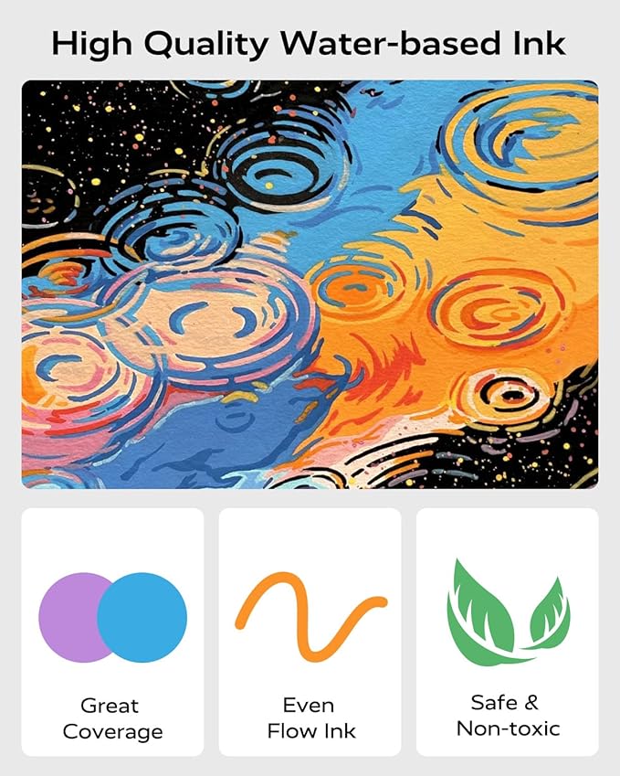 JusArt 24 Colors Dual Tip Acrylic Paint Pens Markers, Brush and Fine Tip - Image 3