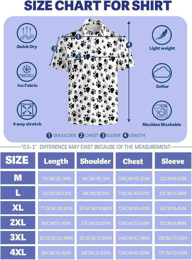 HUURAY Funny Golf Polos for Men Funny Print Short Sleeve Shirts Quick Dry Polo Shirts Hawaiian Shirt Performance Golf Outfits