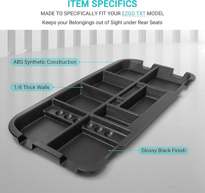 10L0L Golf Cart Under Seat Storage Tray Fits EZGO TXT, RXV, Club Car DS, Club Car Precedent, Yamaha G29, Electric Vehicle with Original Trojan Battery Underseat Organizer Container Holder Plate