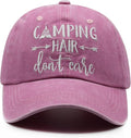 Waldeal Embroidered Camping Hair Don't Care Hat Adjustable Washed Baseball Cap for Women Men
