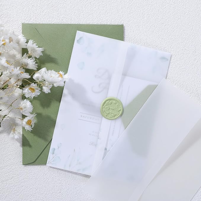 UNIQOOO 70 Pack Vellum Jackets for 5x7 Invitations, Elegant Pre-Folded Vellum - Image 5