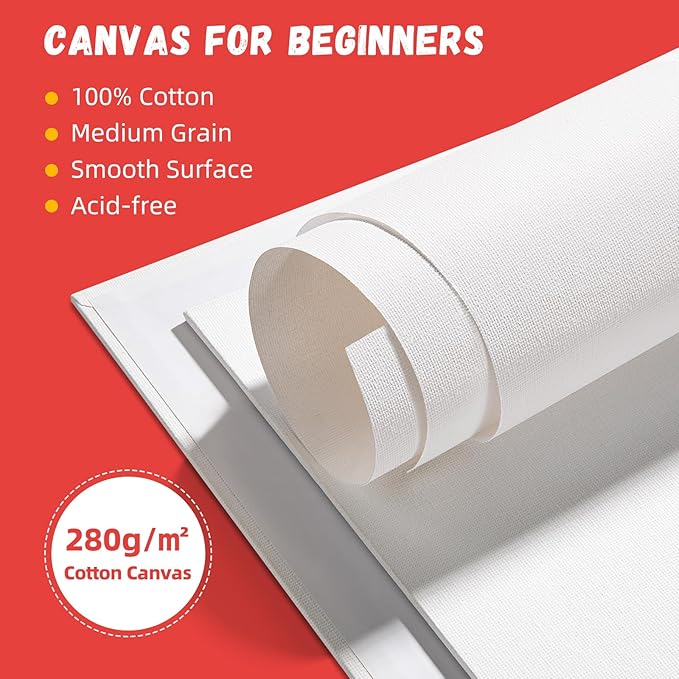 Simetufy 4 Pack 8x10 Inch Canvas Boards Canvas Panels-Gesso Primed Acid-Free - Image 2
