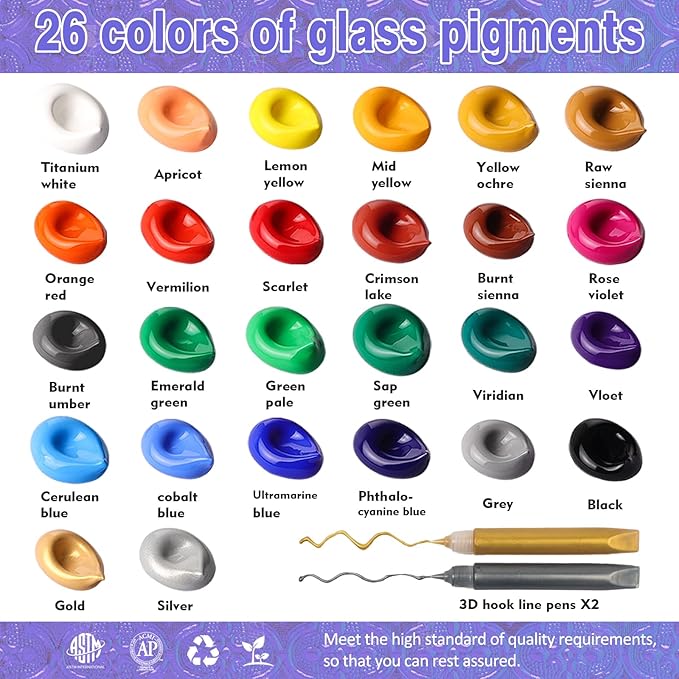 Colorful Kids Acrylic Glass Paint Exquisite Art Kit, Stained Glass Kit - Image 3