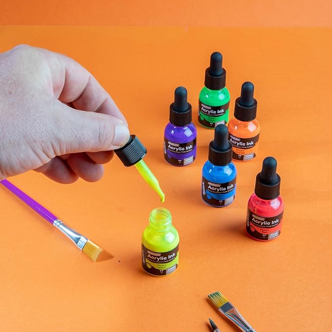 Mont Marte Acrylic Ink Premium 6pc x 20ml, Acrylic Inks - Image 4
