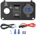DRIVE UP Golf Cart Key Switch Console Plate, EZGO Forward Reverse Switch Plate Fits EZGO TXT, Medalist, PDS Golf Carts, Equipped with DC 9V-48V 3.1A Fast Charge Dual USB Charger, LED Digital Voltmeter