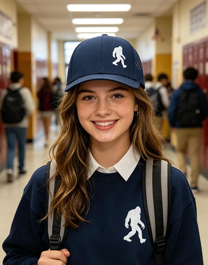 Embroidered Bigfoot Quick Dry Hats for Men and Women with Laser-Cut Mesh & Curved Brim