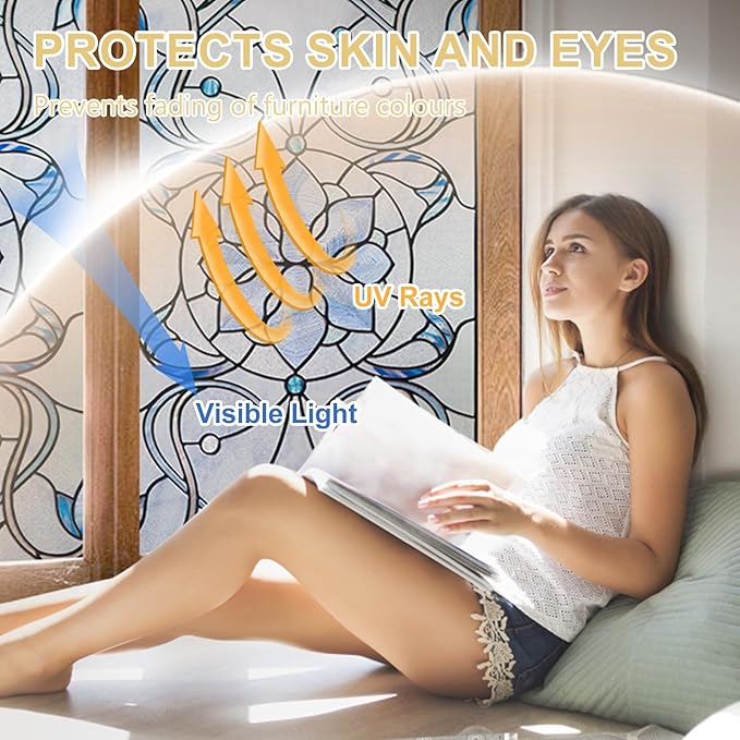 3D Stained Glass Window Privacy Film, Heat Control UV Blocking Static Cling - Image 4