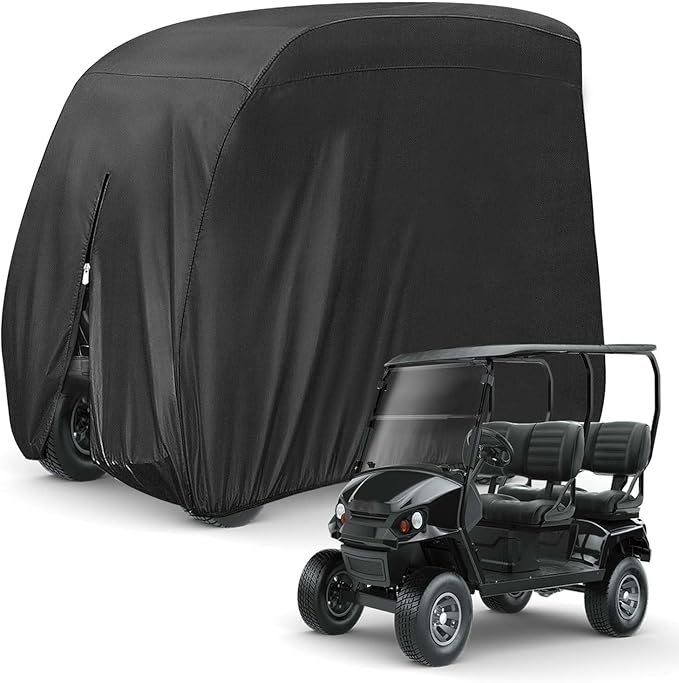 KISEER 4 Passenger 420D Waterproof Golf Cart Cover fits EZ GO Club Car Yamaha, Sunproof Dustproof