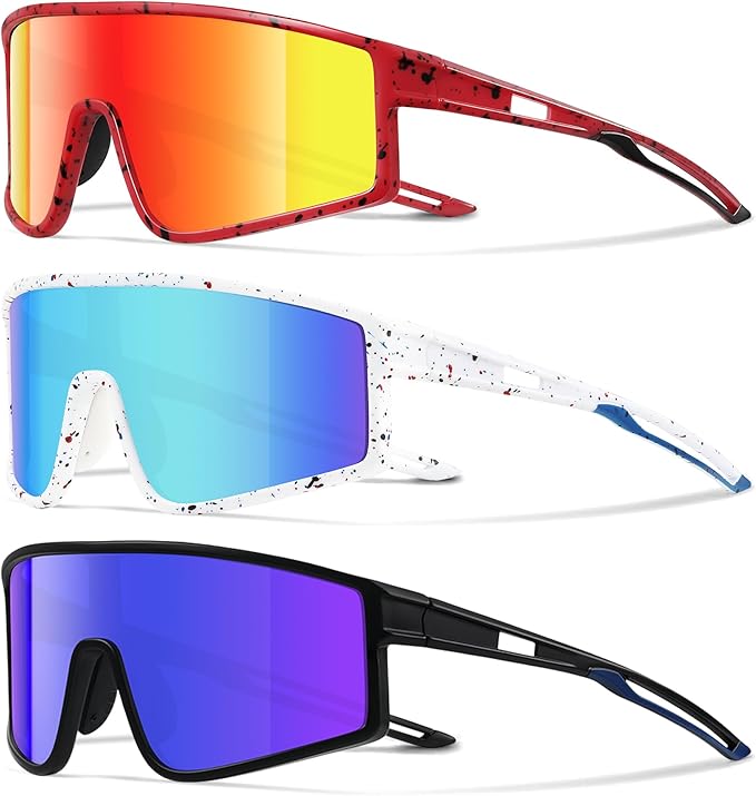 3 Pack Kids Sunglasses Youth Baseball Polarized Sun Glasses Sports Cycling Running for Boys Girls UV Protection