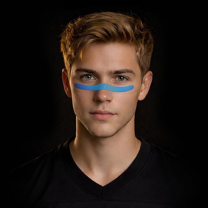 DRIP Strips Pro-Grade Eye Black Stickers, 24 Pack, Natural Flex & Stretch Eye Black Face Strips, Breathable, Sweat-Proof, Eye Black Football, Baseball, Softball, Lacrosse, One Pride Blue Grit Strip