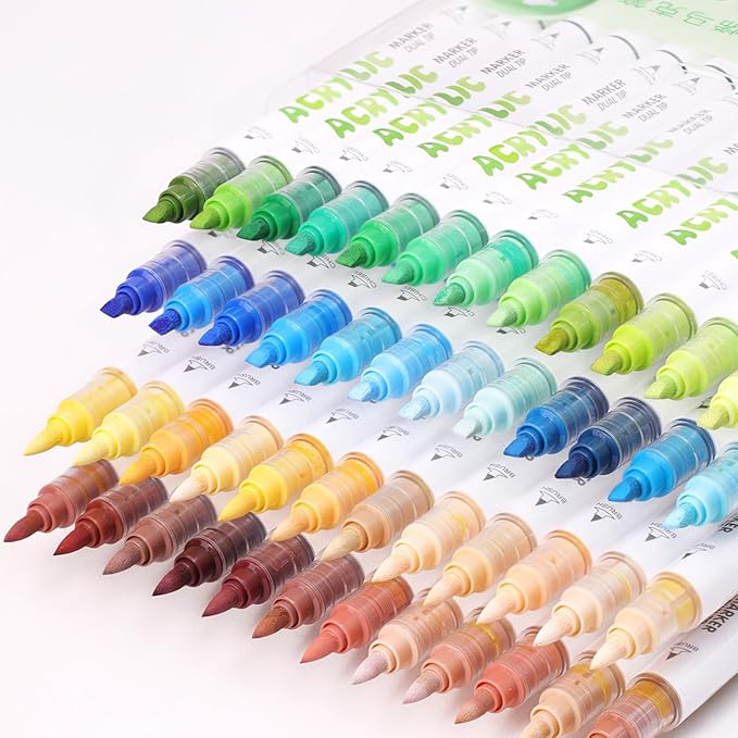 kander 12 Colors Dual Tip Acrylic Paint Markers, Coloring on Wood, DIY Crafts - Image 3