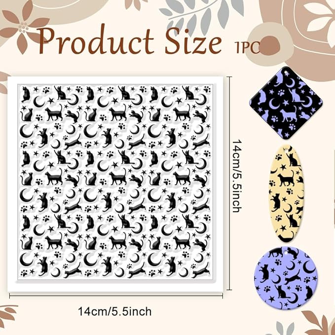 CHGCRAFT Cat Polymer Clay Texture Sheets Moon Stars Texture Stamp Sheets - Image 2