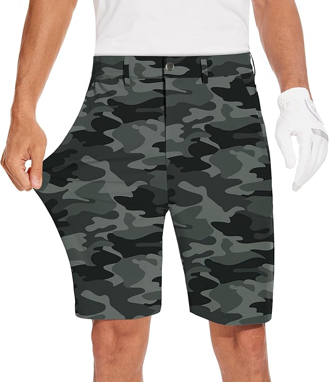 JWM Mens 7"/9" Stretch Golf Shorts - Lightweight Hybrid Casual Dress Work Flat Front Shorts with 5 Pockets Quick Dry UPF50