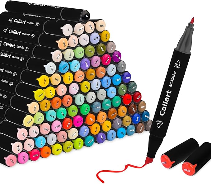 Caliart Markers, 100 Colors Dual Tip Art Markers Sketch Pens Permanent Alcohol - Image 4